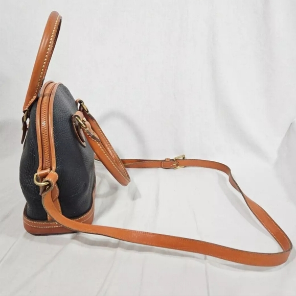 Dooney Bourke Vintage Satchel Dome Bag Navy Blue Pebble Grain Leather Purse Tote - Picture 10 of 16